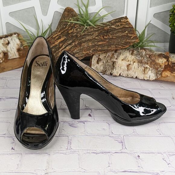 Sofft Patent Leather Peep Toe Pumps - Picture 1 of 7